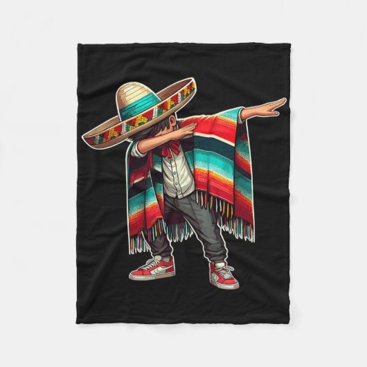 Mexican Boy Dabbing Poncho Funny Cinco de Mayo Par Fleece Deken (Voorkant)