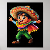Mexican Boy Fiesta Poncho Cinco De Mayo Kinder Cel Poster (Voorkant)