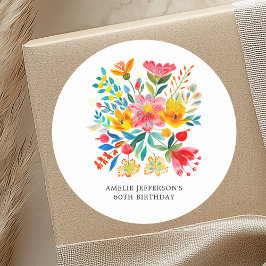 Mexican Bright Floral Fiesta Favoriet Ronde Sticker