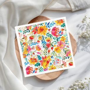 Mexican Bright Floral Fiesta Party Servet