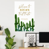 Mexican Cactus Birthday-welkomstteken Poster (Thuiskantoor)