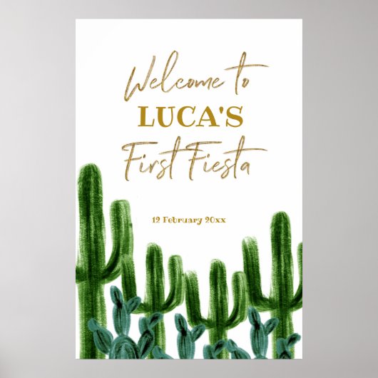 Mexican Cactus Birthday-welkomstteken Poster (Voorkant)