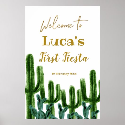 Mexican Cactus Birthday-welkomstteken Poster (Voorkant)