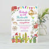 Mexican Cactus Christmas Baubles Verloving Fiesta Kaart (Staand voorkant)