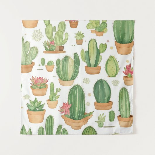 Mexican Cactus Oasis Wallpaper Wandkleed (Voorkant)