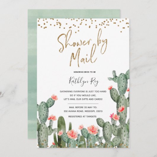 Mexican Cactus Shower by Mail Vrijgezellenfeest Kaart (Voorkant / Achterkant)