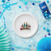 Mexican Calavera Santa Flower Sugar Skull Christma Papieren Bordje (Feest)