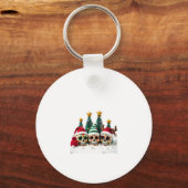 Mexican Calavera Santa Flower Sugar Skull Christma Sleutelhanger (Voorkant)