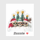 Mexican Calavera Santa Flower Sugar Skull Christma Sticker (Vel)