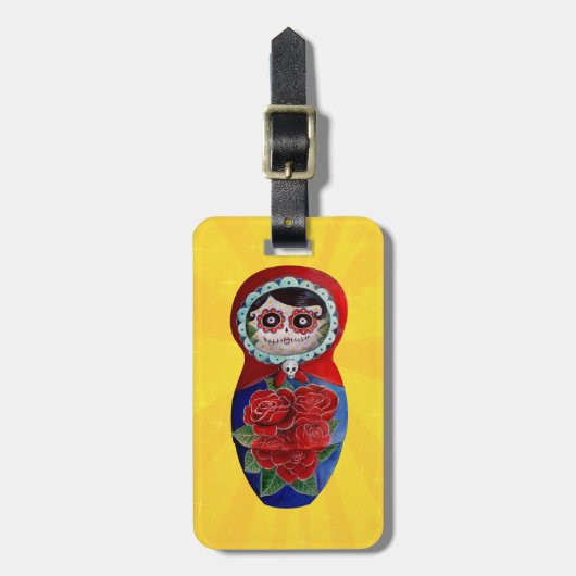 Mexican Catrina Matryoshka Bagagelabel (Voorkant verticaal)
