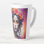 Mexican Catrina watercolor Latte Mok (Rechterhoek)