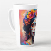 Mexican Catrina watercolor Latte Mok (Linkerhoek)