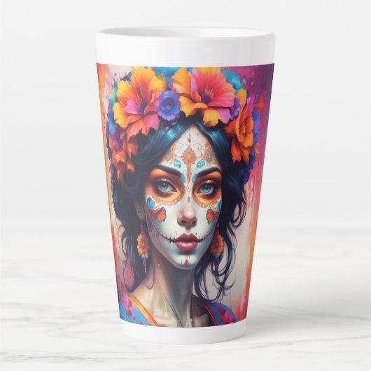 Mexican Catrina watercolor Latte Mok (Voorkant)