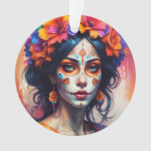 Mexican Catrina watercolor Ornament (voorkant)