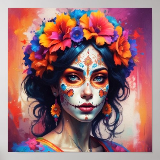 Mexican Catrina watercolor Poster (Voorkant)