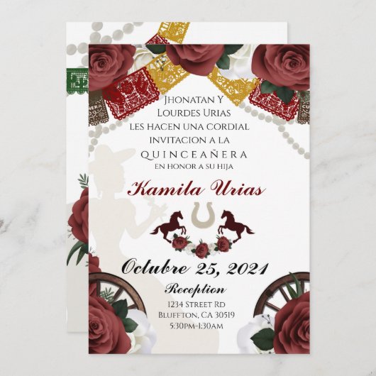 Mexican Charra Uitnodiging (Voorkant / Achterkant)