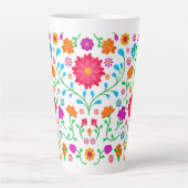 Mexican cheerful colourful folk art pattern  latte mok (Voorkant)