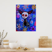 MEXICAN CHIHUAHUA DIA DE LOS MUERTOS PAINTING POSTER (Keuken)