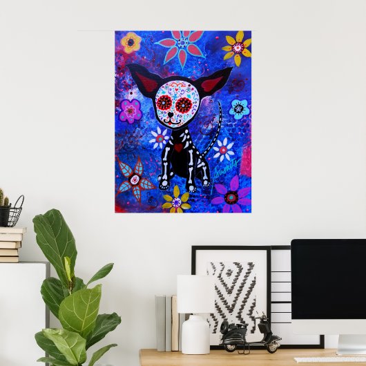 MEXICAN CHIHUAHUA DIA DE LOS MUERTOS PAINTING POSTER (Thuiskantoor)