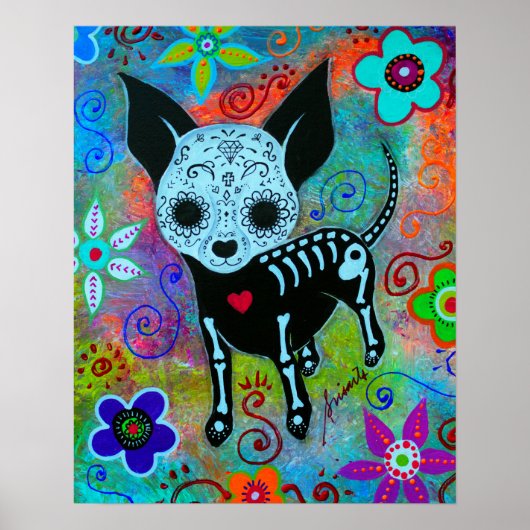 MEXICAN CHIHUAHUA DIA DE LOS MUERTOS PAINTING POSTER (Voorkant)