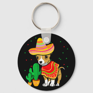 Mexican Chihuahua Dog Sombrero Cinco de Mayo Fiest Sleutelhanger