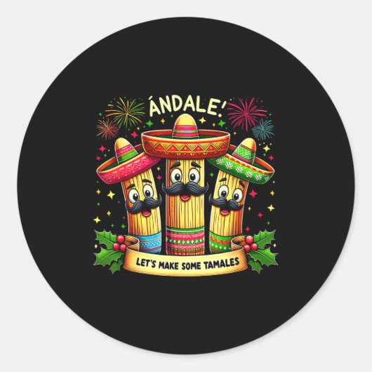 Mexican Christmas Tamale Ándale Let’s Make Some Ta Ronde Sticker (Voorkant)