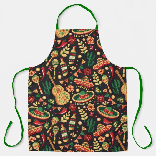 Mexican Cinco De Mayo Pattern  Apron Schort (Voorkant)