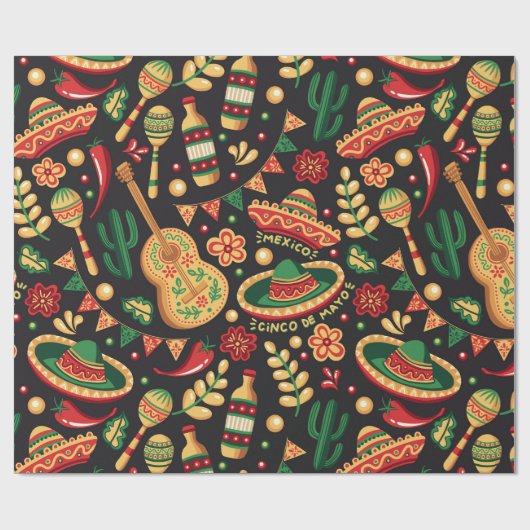 Mexican Cinco De Mayo Pattern  Cadeaupapier (Vlak)