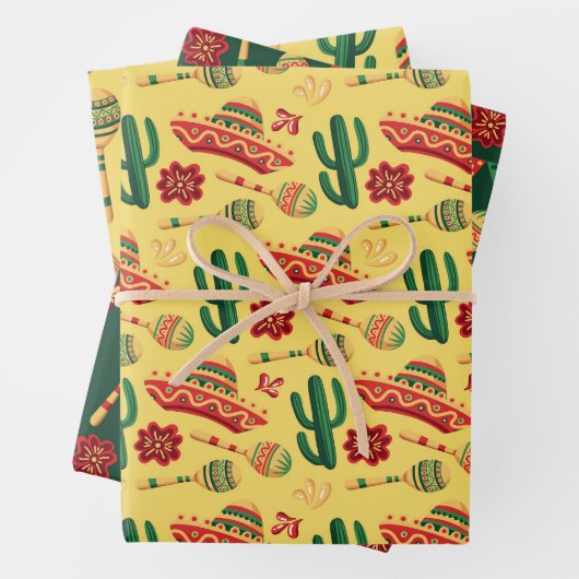 Mexican Cinco De Mayo Pattern Inpakpapier Vel (In situ)