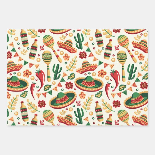 Mexican Cinco De Mayo Pattern  Inpakpapier Vel (Voorkant)
