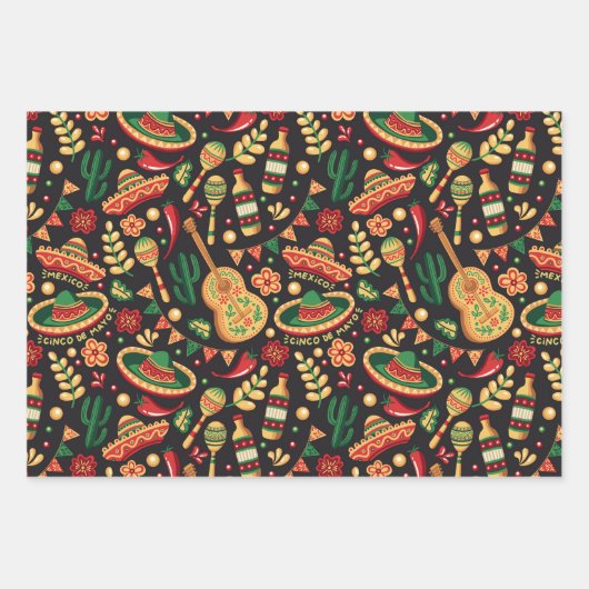 Mexican Cinco De Mayo Pattern  Inpakpapier Vel (Voorkant)