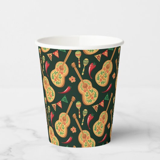 Mexican Cinco De Mayo Pattern Papieren Bekers (Links)