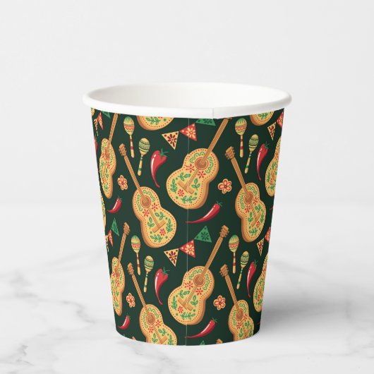 Mexican Cinco De Mayo Pattern  Papieren Bekers (Rechts)