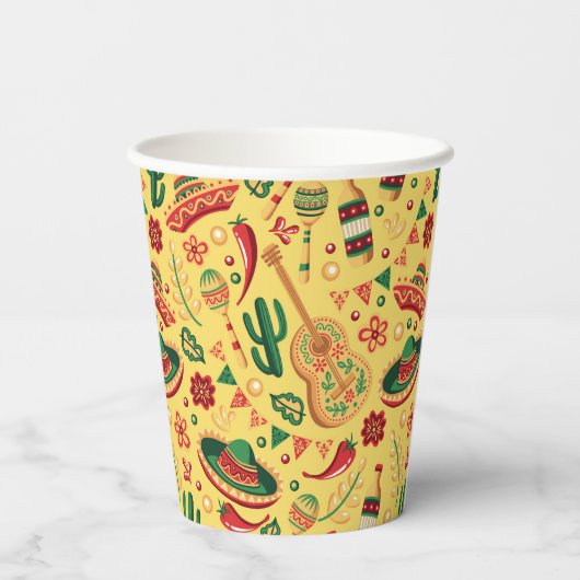 Mexican Cinco De Mayo Pattern  Papieren Bekers (Achterkant)
