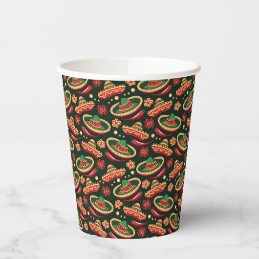Mexican Cinco De Mayo Pattern  Papieren Bekers (Links)