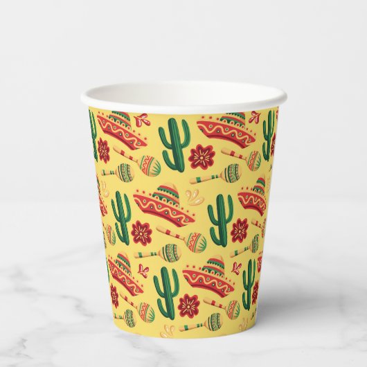 Mexican Cinco De Mayo Pattern  Papieren Bekers (Achterkant)