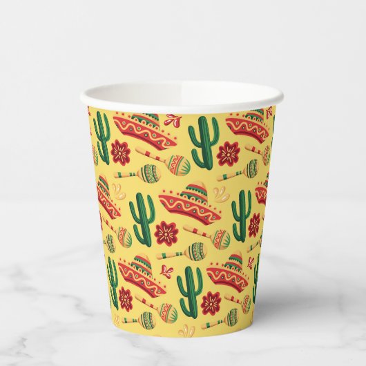 Mexican Cinco De Mayo Pattern Papieren Bekers (Links)
