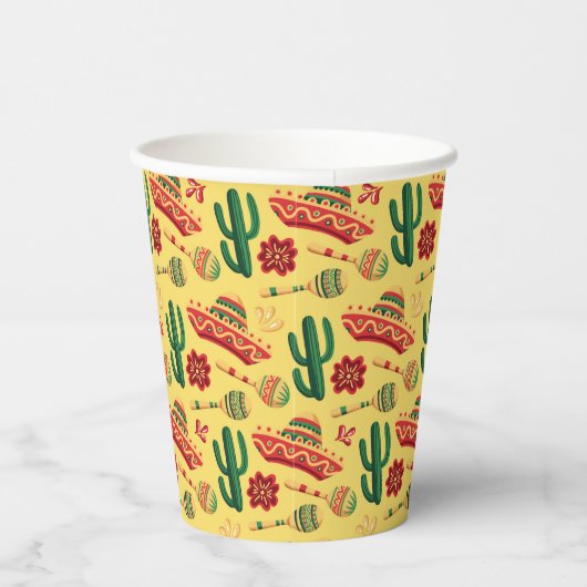Mexican Cinco De Mayo Pattern  Papieren Bekers (Rechts)