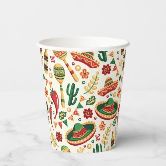 Mexican Cinco De Mayo Pattern Papieren Bekers (Achterkant)