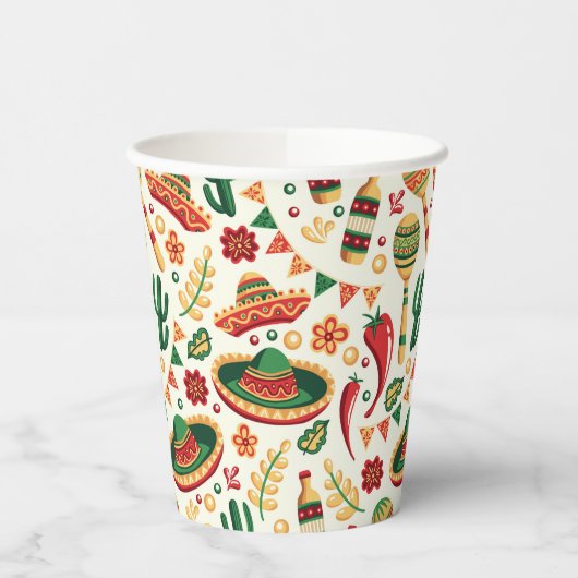 Mexican Cinco De Mayo Pattern Papieren Bekers (Links)