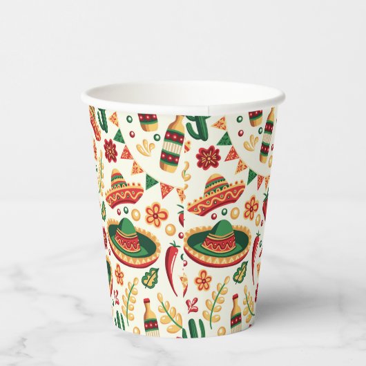 Mexican Cinco De Mayo Pattern  Papieren Bekers (Rechts)