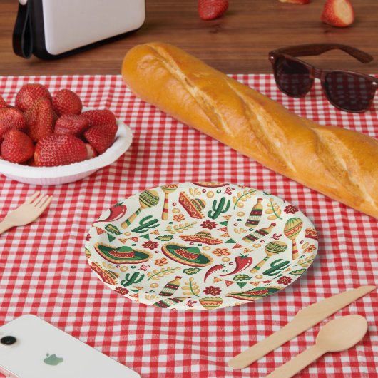 Mexican Cinco De Mayo Pattern  Papieren Bordje (Picknick)