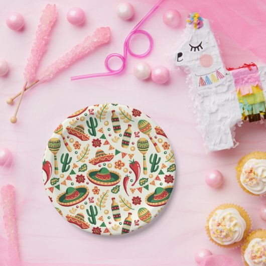 Mexican Cinco De Mayo Pattern Papieren Bordje (Feest)
