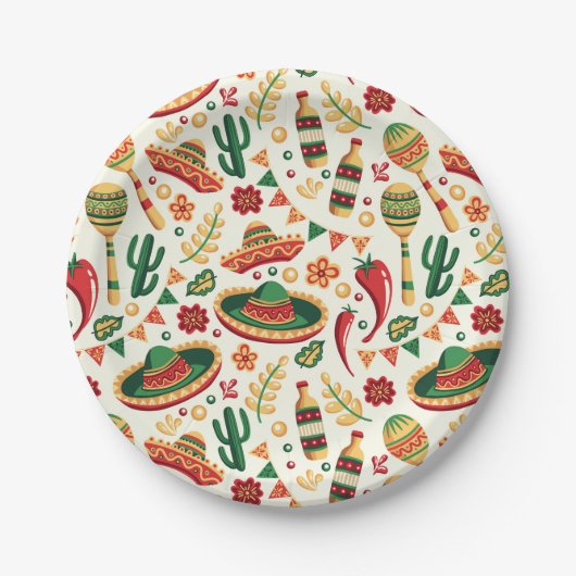 Mexican Cinco De Mayo Pattern  Papieren Bordje (Voorkant)