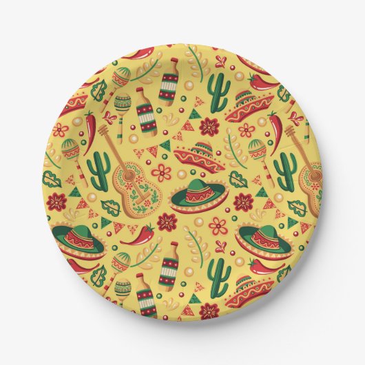 Mexican Cinco De Mayo Pattern  Papieren Bordje (Voorkant)