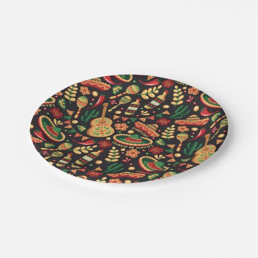 Mexican Cinco De Mayo Pattern  Papieren Bordje (Gekanteld)