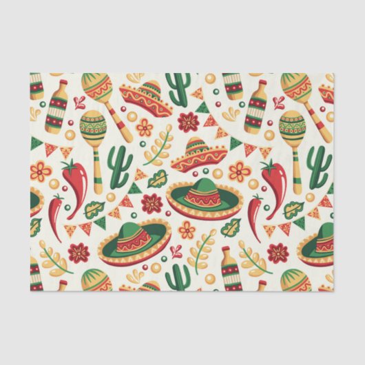 Mexican Cinco De Mayo Pattern  Tissuepapier (Voorkant)