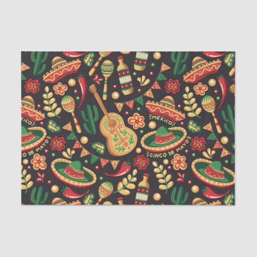 Mexican Cinco De Mayo Pattern  Tissuepapier (Voorkant)