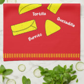 Mexican Cooking Food Illustration Red Theedoek (Gevouwen)