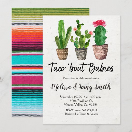 Mexican Couple baby shower uitnodiging (Voorkant / Achterkant)